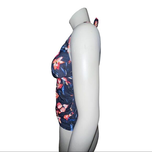 Tommy Hilfiger Navy Coral Water Iris Floral-Print Tankini Swim Top XS NWT - Picture 4 of 8
